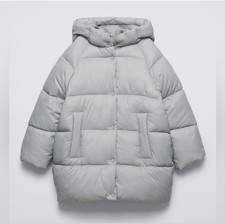 Zara Kids Unisex Gray Ice Puff Puffer Jacket Winter 9-10 Years New Without Tag