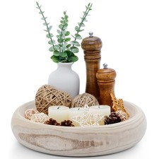 Wooden Decorative Bowls 13 Inch Round Paulownia Wood Centerpiece Bowls for Ho...