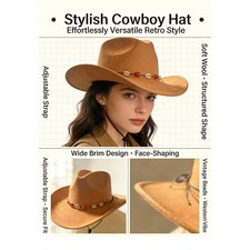 Soft Structured Fit Women Cowgirl Hat Wide Brim Sun Hat Warm Cooler Season Wear