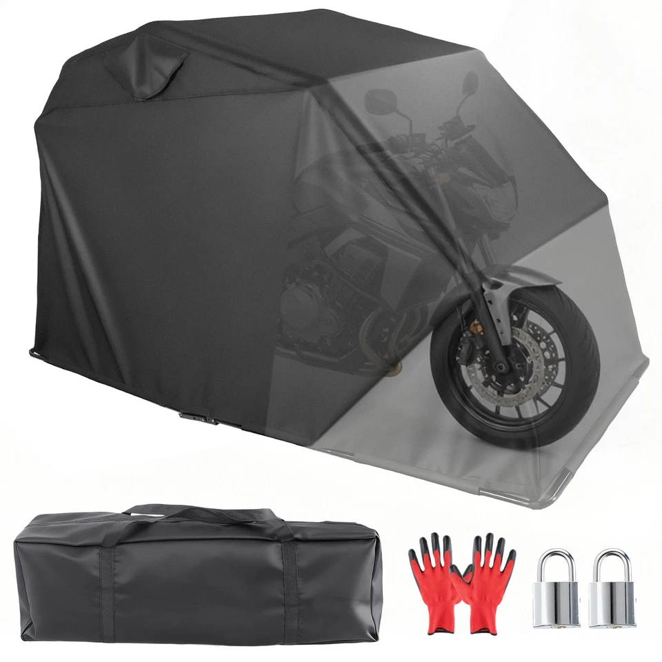 Motorrad Zeltgarage Faltgarage Inklusive Schloss mit Handschuhe XL mit Heringen - Bild 3 von 4