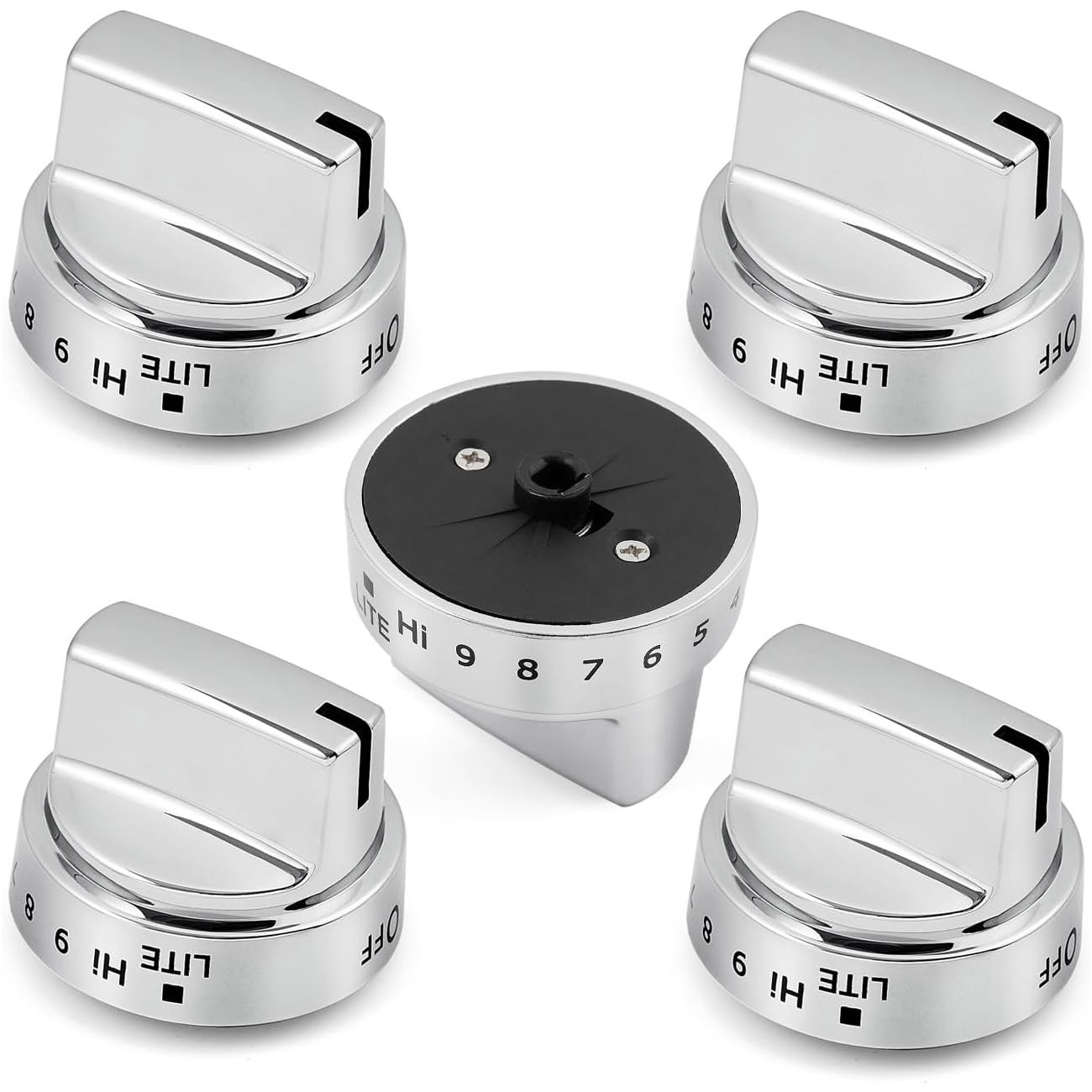 5Pack Stainless Steel Control Knob Compatible with GE Gas Range Stove WB03X24818