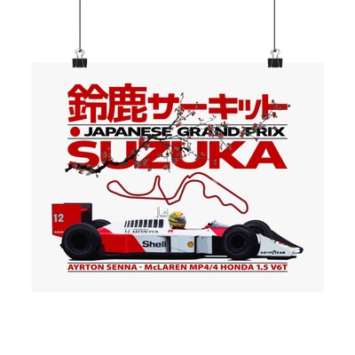 sennaページ 1988 Japanese GP Vintage Poster Ayrton Senna Suzuka Art Print F1