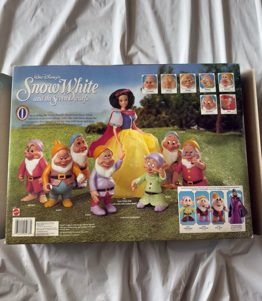 复古 1992 年迪士尼白雪公主和 7 个小矮人变色礼品套装 – 美泰 #5278 – — 第 2/2 张图片