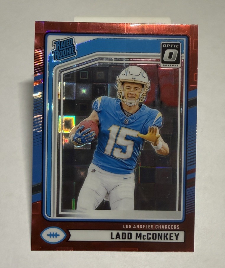 Ladd McConkey 2024 Panini Donruss Rated Rookie #328 Optic Preview Red Pandora 🔥