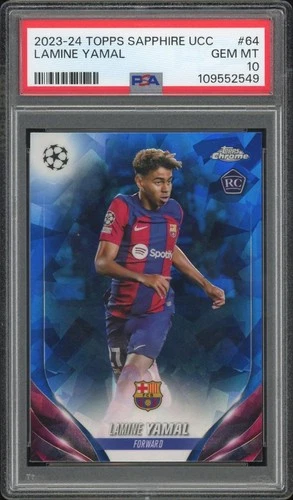 2023/24 Topps Chrome Sapphire Lamine Yamal Rookie #64 PSA 10