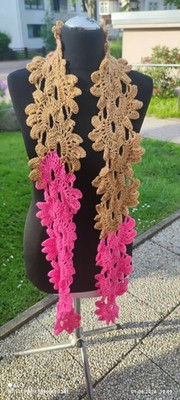 Schal mal anders  Häkelschal  Stylisch   Handarbeit mit Herz   '' Pinkybrown ''