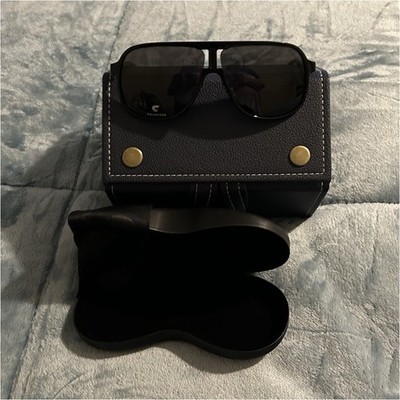 Carrera Black Plastic Square Sunglasses Solid Black Lenses for Men