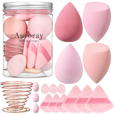 17PCS Makeup Sponge Set with 6PCS Powder Puff, 3PCS Mini Makeup Sponges, 3PCS Fo