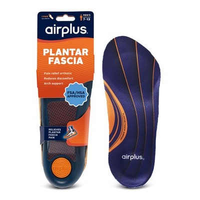 Airplus Plantar Fascia Orthotic 3/4 Length Shoe Insole Men's 7-12, Blue