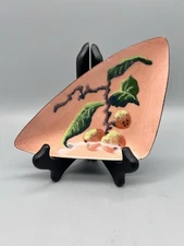 Hand Crafted Copper Enamel Triangular Hand Painted Fruit Design Plate 8x5x5 READ