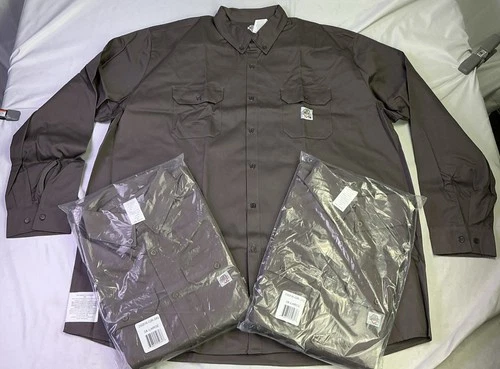 UR Shield Men's Welding Fire Resistant Button Up Shirt-Grey-Size: 3XL (3-Pack) - product listing photo