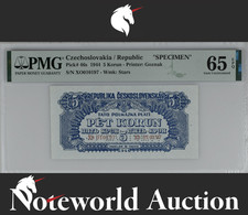Czechoslovakia Republic SPECIMEN 5 Korun 1944 P 46s UNC PMG 65 EPQ 3rd TOP POP