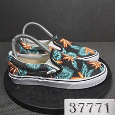 Vans Classic Slip-On Shoes Womens Size 7 Black Floral Low Top Skate Sneakers