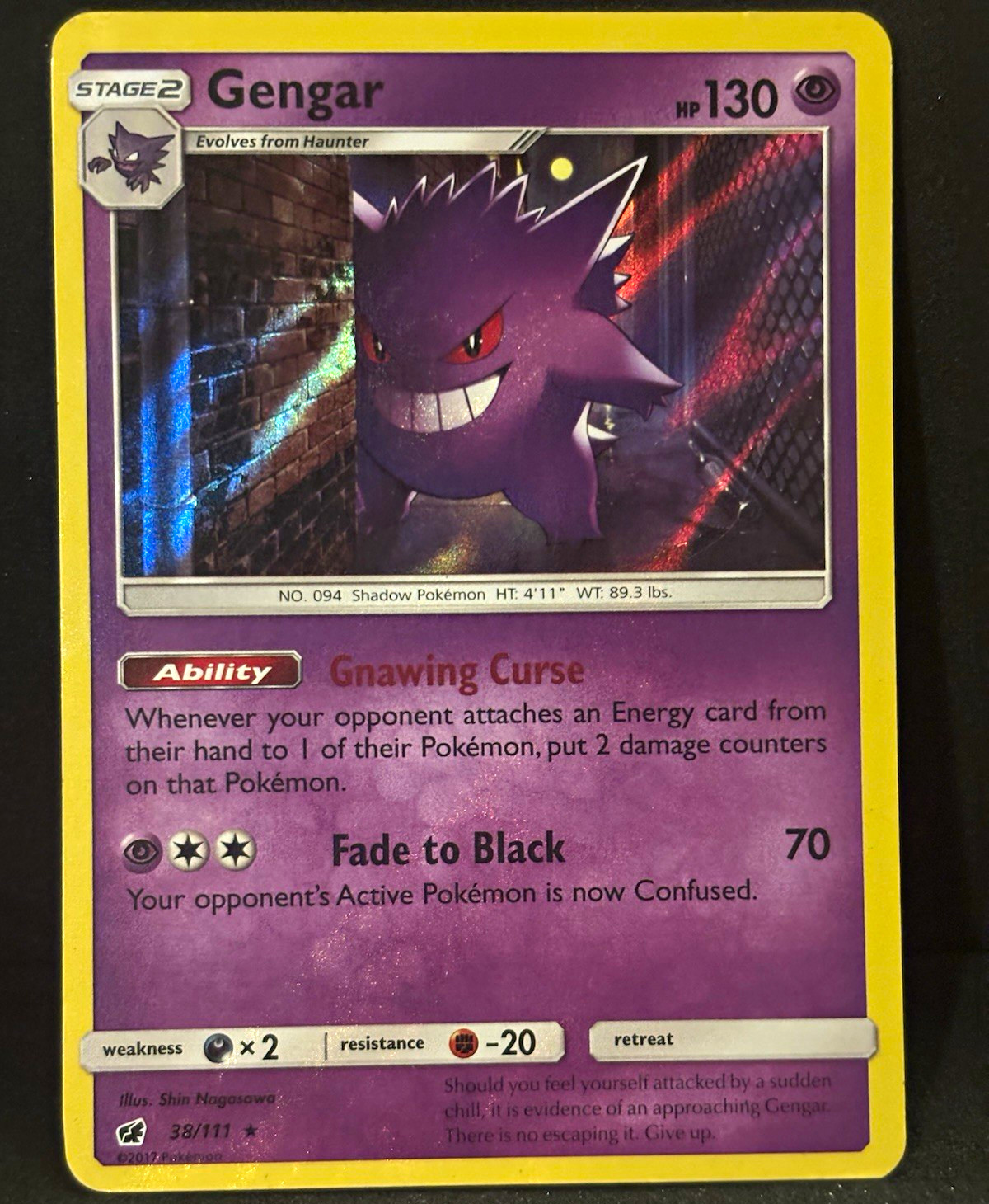 pokemon TCG Gengar 38/111 Holo Rare EN Stage 2 130HP Crimson Invasion
