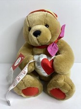 Hallmark Teddy Bear Valentines Plush Tape Measure Tag Backwards Hat