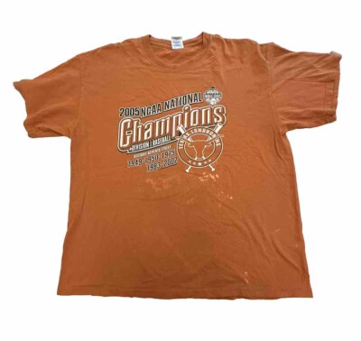 2005 NCAA National Champions Division I Baseball Texas Longhorns T-Shirt Size XL