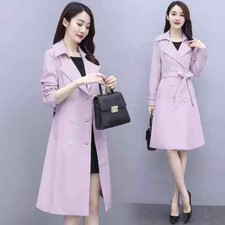 Giacca trench spolverino donna cintura rosa lilla slim fit elegante P076