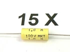 1uF, 100V-, 20%, 100°C, 1uF, axial, MKT, RFT, TGL43199, D=9mm, L=20mm, 15 pieces