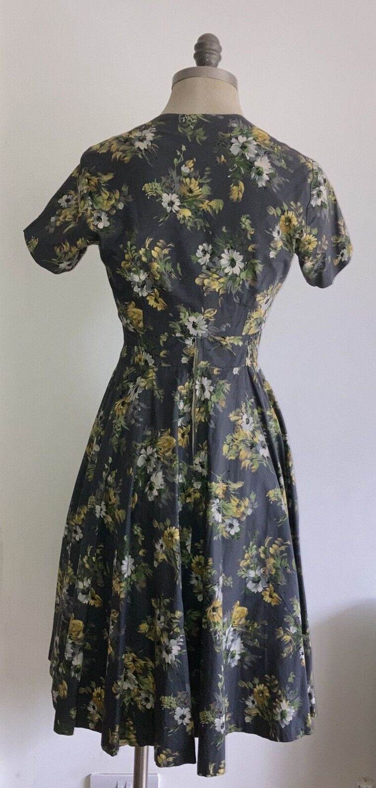 1950s Grey Floral Vintage Cotton Sun Dress & Bolero, Small Size, Goodwood? 5