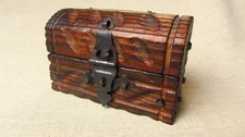Vintage Handcarved Wooden Money Box Treasure Chest 