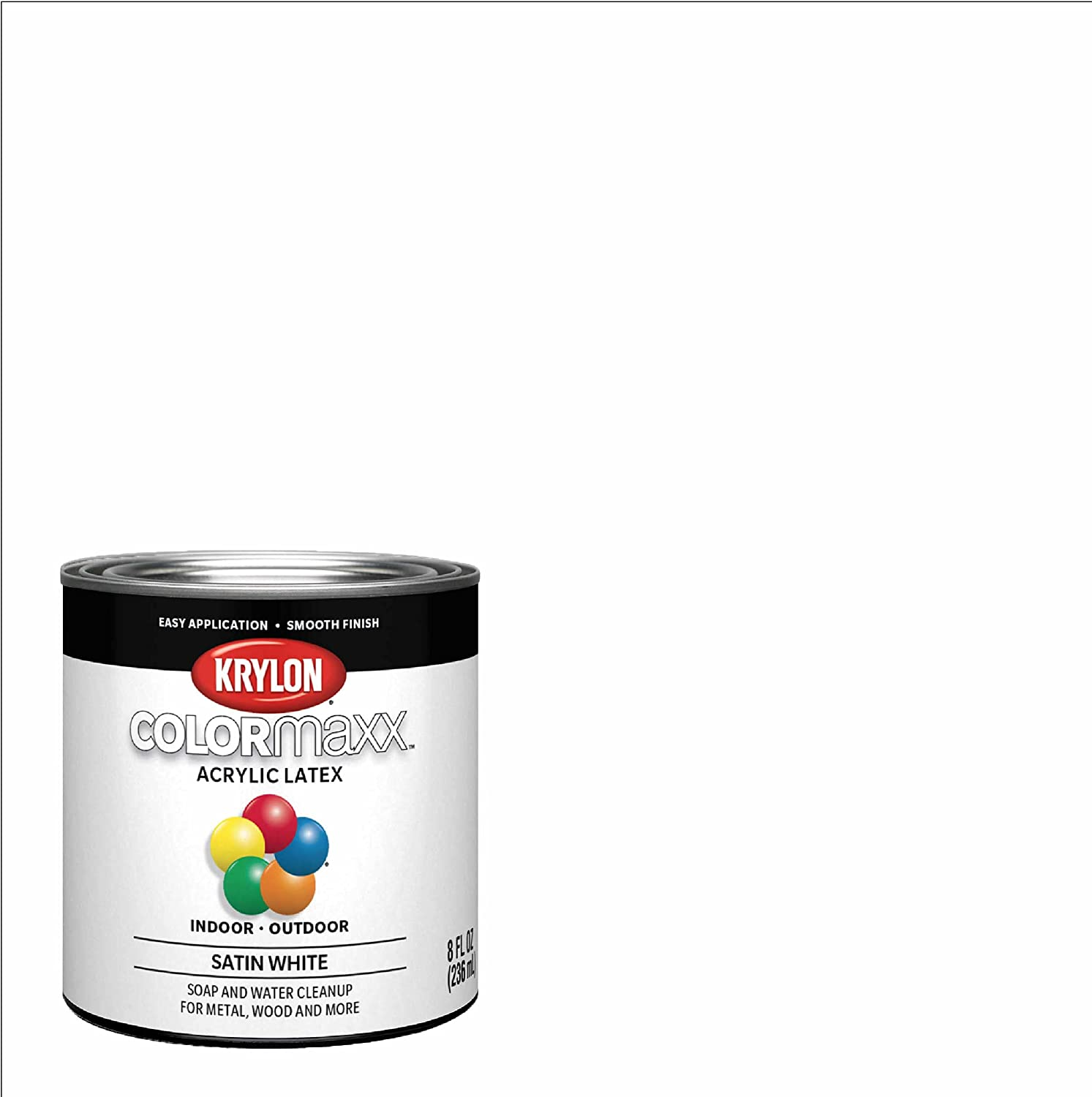 Krylon K05605007 COLORmaxx Acrylic Latex Brush On Paint for Indoor/Outdoor  Use, 8 Fl Oz (Pack of 1), Black