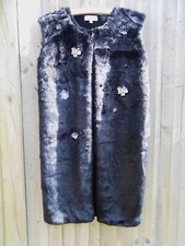 Lucy Sparks Black Faux Fur Coat Gilet Cardigan Size S/m