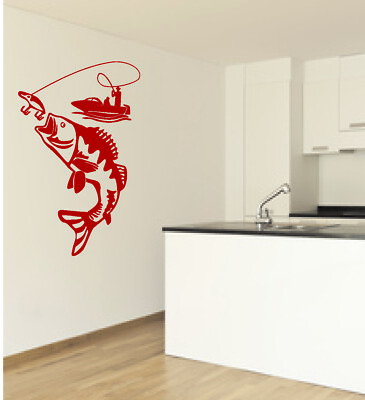 Wandtattoo - Angler mit Boot   Farb- und Größenwahl