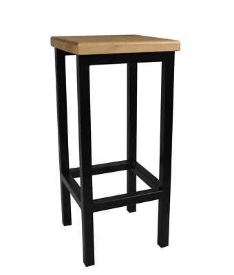 Barhocker Stahl Holz Stuhl massiv Barstuhl schwarz Design Metall Hocker Loft