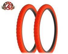 2 ALTA BICYCLE WIRE BEAD CRUISER RED TIRES 26 x 2.125 ROUGH KNOBBY TREAD.