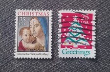 Complete used USA stamp set: 1990 Christmas