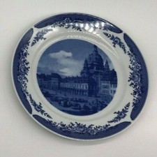 KAHLA German Democratic Republic Home Decor Blue and White Decorative Plate, 9 