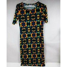 NWT LuLaRoe Julia Dress Black With Colorful Westen Designs Size XS