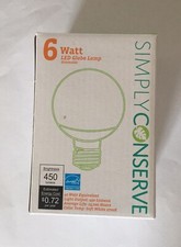 Simply Conserve 6 Watt 40watts  LED Dimmable Lamp A19 SoftWhite 2700K  NEW