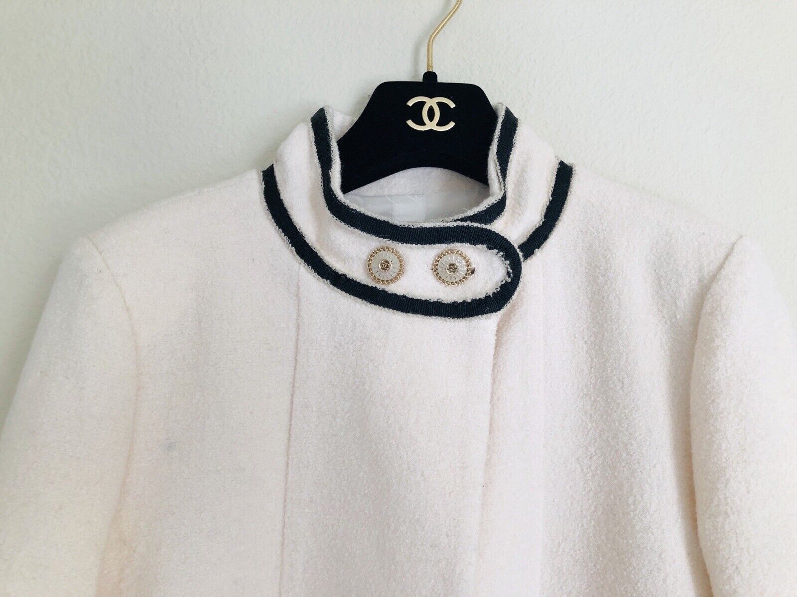 14C Chanel Ivory Tweed Wool Coat Jacket 40 - image 4