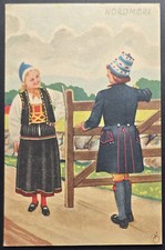 Vintage Postcard Nordm re Norway Folk Costumes Bunad Traditional Dress Unused