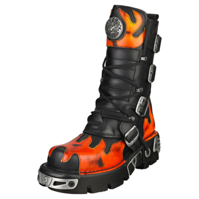 New Rock Metallic M-591-s16 Unisex Black Red Stiefel Plattform - 41 EU