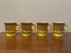 Lot of 4 Vintage Anchor Hocking Fire King Kimberly Coffee Mugs Yellow Brown MINT