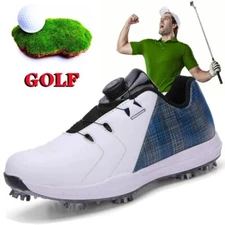 Men's Golf Shoes Rotating Button Leather Waterproof Non-slip Golf Training Shoes