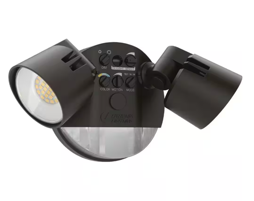 Lithonia Lighting HGX LED Proiettore Di Sicurezza 2 Teste - 1800-2750 Lumen, Con Sensore Movimento E Fotocellula, Bronzo Scuro, Per Esterni