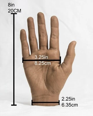 SILICONE SOUND Pose-able right Male Silicone Mannequin Hand Dark - Display Model Prop Lifesize