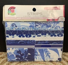 4 packs CREATIVE CUTS STRIPS FAIRINGTON STRIPS Fabric Quilt Blue White Floral