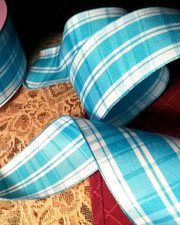 Blue White Plaid 1.5" by 2 yds Wired Ribbon Summer Nice Wreath Bundle Streamer