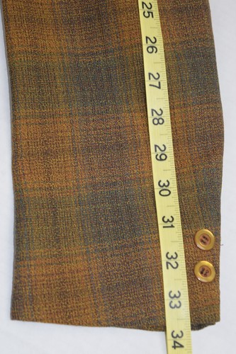 Vintage Plaid Sport Coat Blazer Jelinek's 38-40 S/M 70s Golden Brown Orange - Picture 15 of 16