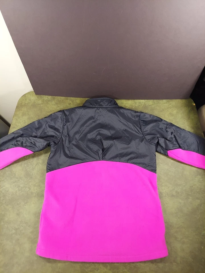 Chaqueta Columbia Fleece Cremallera Completa Niño Grande 14-16 Rosa Negro Nylon Superposición Foto 2 de 4
