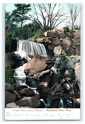 1906 Lower Falls, Lovers Brook Middlesex Fells MA Early Posted View