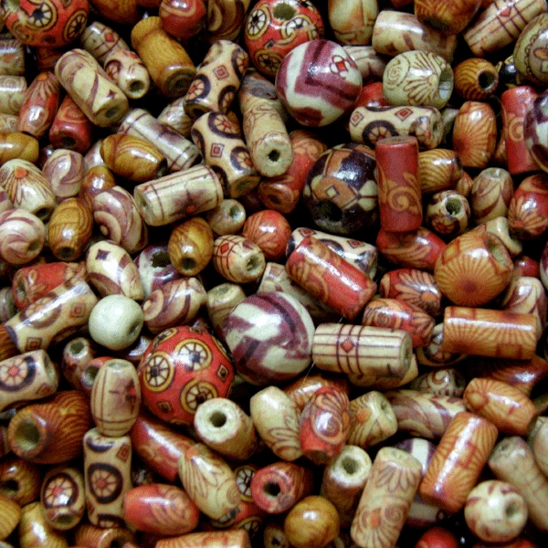Wooden beads, mixed patterns, mixed shapes Round, Tube, Rice, 100 , W300 - Image 2 of 2