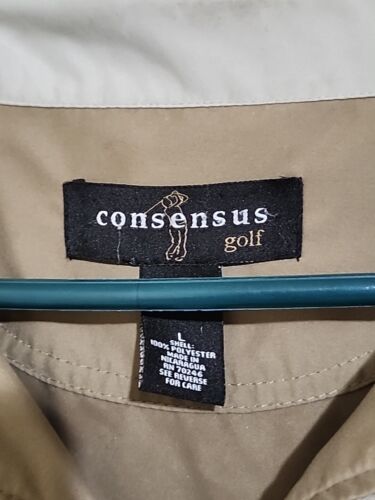 Consensus Golf Windbreaker Men's Jacket. Full Zip -long Sleeve Tan, Size Large - Picture 2 of 10