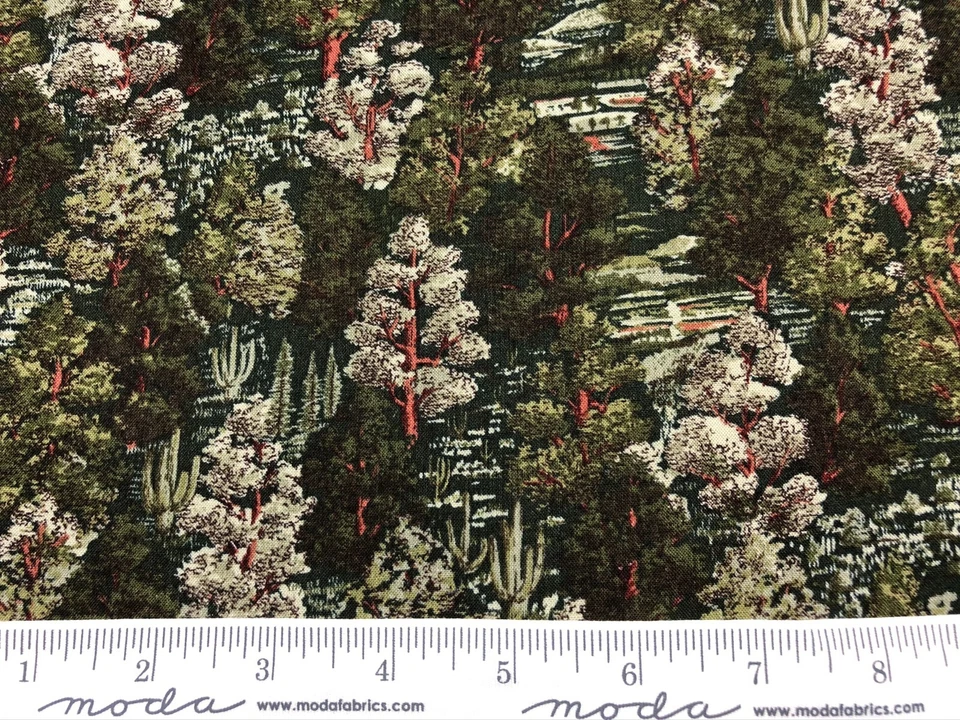 Forest Scene Fabric Hollytex Screen Print Trees  OOP BTFQ - Image 3 of 3