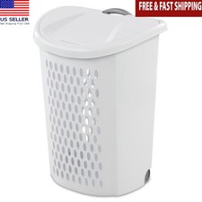 Wheeled Laundry Hamper W/ Flip-Top Lid Air Flow Design Durable Storage New