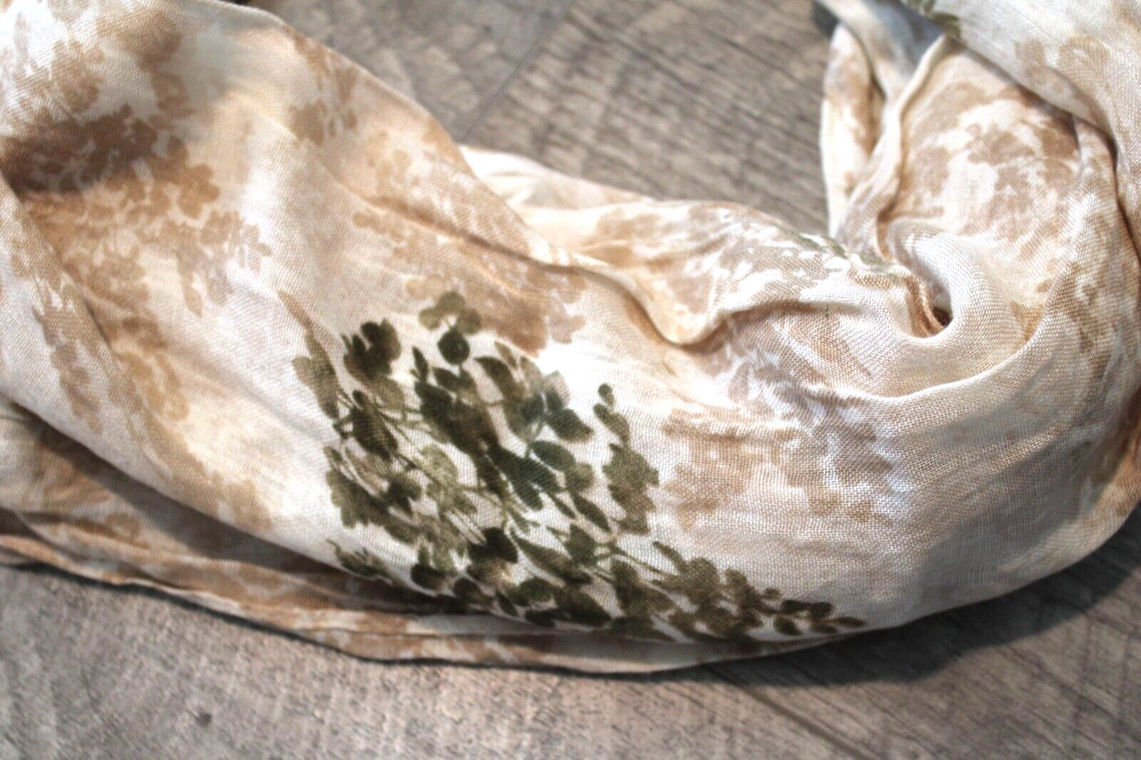 EXPRESS Lightweight Infinity Scarf Brown Cream Ta… - image 4